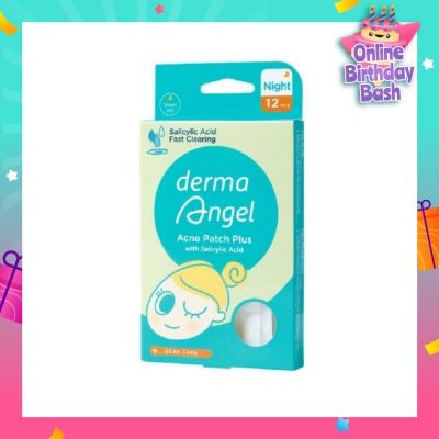 DERMA ANGEL Acne Patch Plus with Salicylic Acid Fast Clearing Ultra Thin Edge (Easy Removal) Night 12s