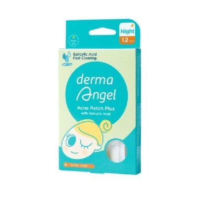 DERMA ANGEL Acne Patch Plus with Salicylic Acid Fast Clearing Ultra Thin Edge (Easy Removal) Night 12s