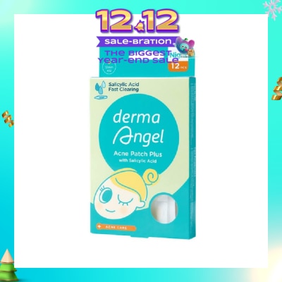 DERMA ANGEL Acne Patch Plus with Salicylic Acid Fast Clearing Ultra Thin Edge (Easy Removal) Night 12s