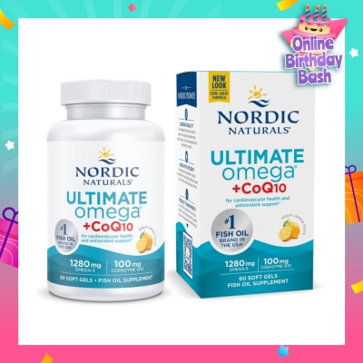NORDIC NATURALS Ultimate Omega + CoQ10 Dietary Supplment Softgel (To Support Cardiovascular Health) 60sUltimate Omega + CoQ10 60 Soft Gels