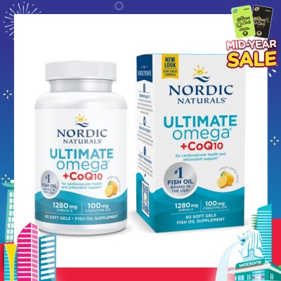 NORDIC NATURALS Ultimate Omega + CoQ10 Dietary Supplment Softgel (To Support Cardiovascular Health) 60sUltimate Omega + CoQ10 60 Soft Gels