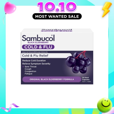 SAMBUCOL Black Elderberry Cold & Flu Aus Version 24 Capsules image