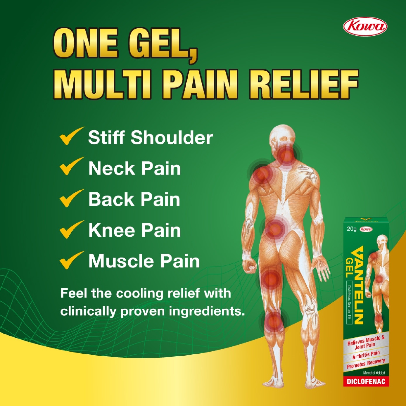 Diclofenac 1% Gel for Relief of Muscle and Joint Pain 20g
