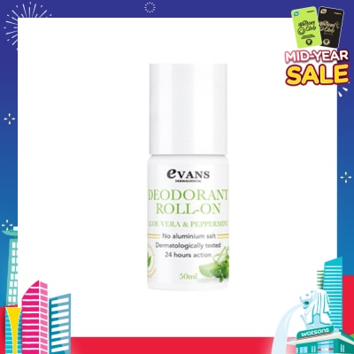 EVANS Deodorant Roll On Aloe Vera & Peppermint 50ml