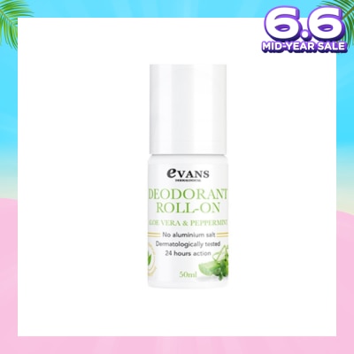 EVANS Deodorant Roll On Aloe Vera & Peppermint 50ml