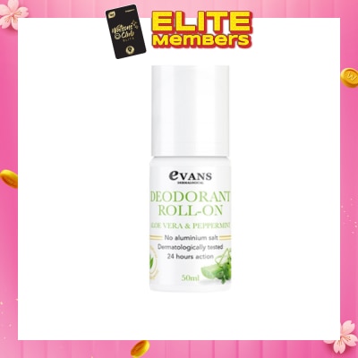 EVANS Deodorant Roll On Aloe Vera & Peppermint 50ml