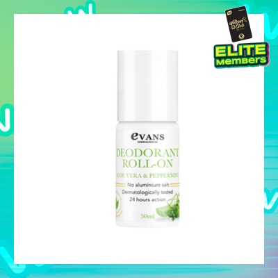 EVANS Deodorant Roll On Aloe Vera & Peppermint 50ml
