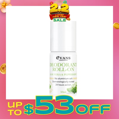 EVANS Deodorant Roll On Aloe Vera & Peppermint 50ml
