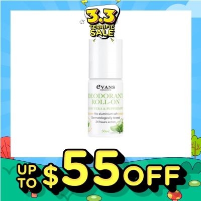 EVANS Deodorant Roll On Aloe Vera & Peppermint 50ml