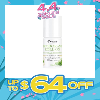 EVANS - Deodorant Roll On Aloe Vera & Peppermint 50ml