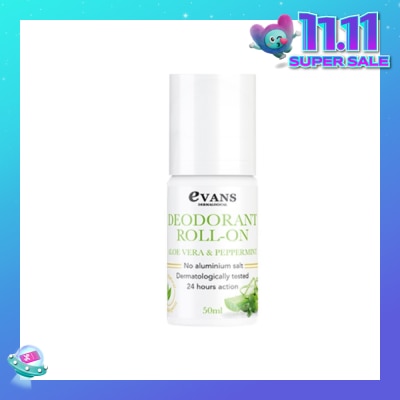 EVANS Deodorant Roll On Aloe Vera & Peppermint 50ml