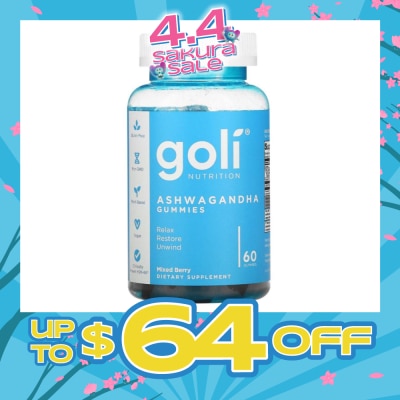 GOLI NUTRITION - Ashwagandha Gummies Dietary Supplement Mixed Berry Flavour (For Relax Restore & Unwind) 60s