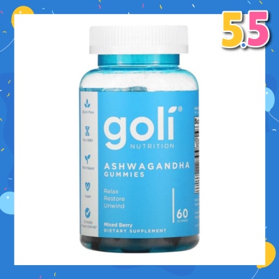 GOLI NUTRITION Ashwagandha Gummies Dietary Supplement Mixed Berry Flavour (For Relax Restore & Unwind) 60s