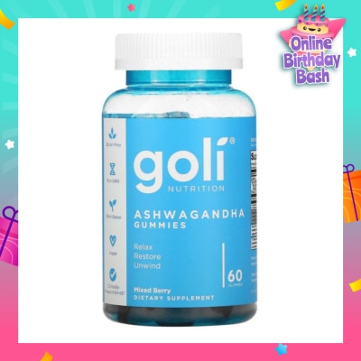 GOLI NUTRITION Ashwagandha Gummies Dietary Supplement Mixed Berry Flavour (For Relax Restore & Unwind) 60s