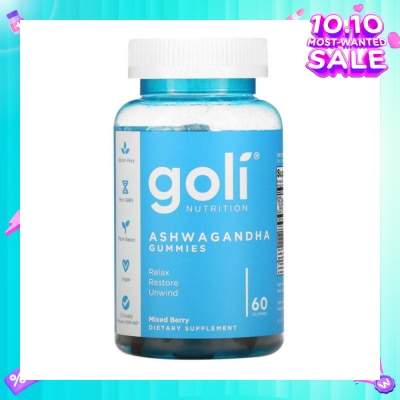 GOLI NUTRITION Ashwagandha Gummies Dietary Supplement Mixed Berry Flavour (For Relax Restore & Unwind) 60s