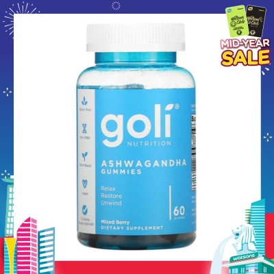 GOLI NUTRITION Ashwagandha Gummies Dietary Supplement Mixed Berry Flavour (For Relax Restore & Unwind) 60s