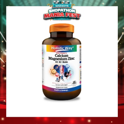 HOLISTIC WAY - High Strength Calcium Magnesium Zinc Dietary Supplement Tablet 60s