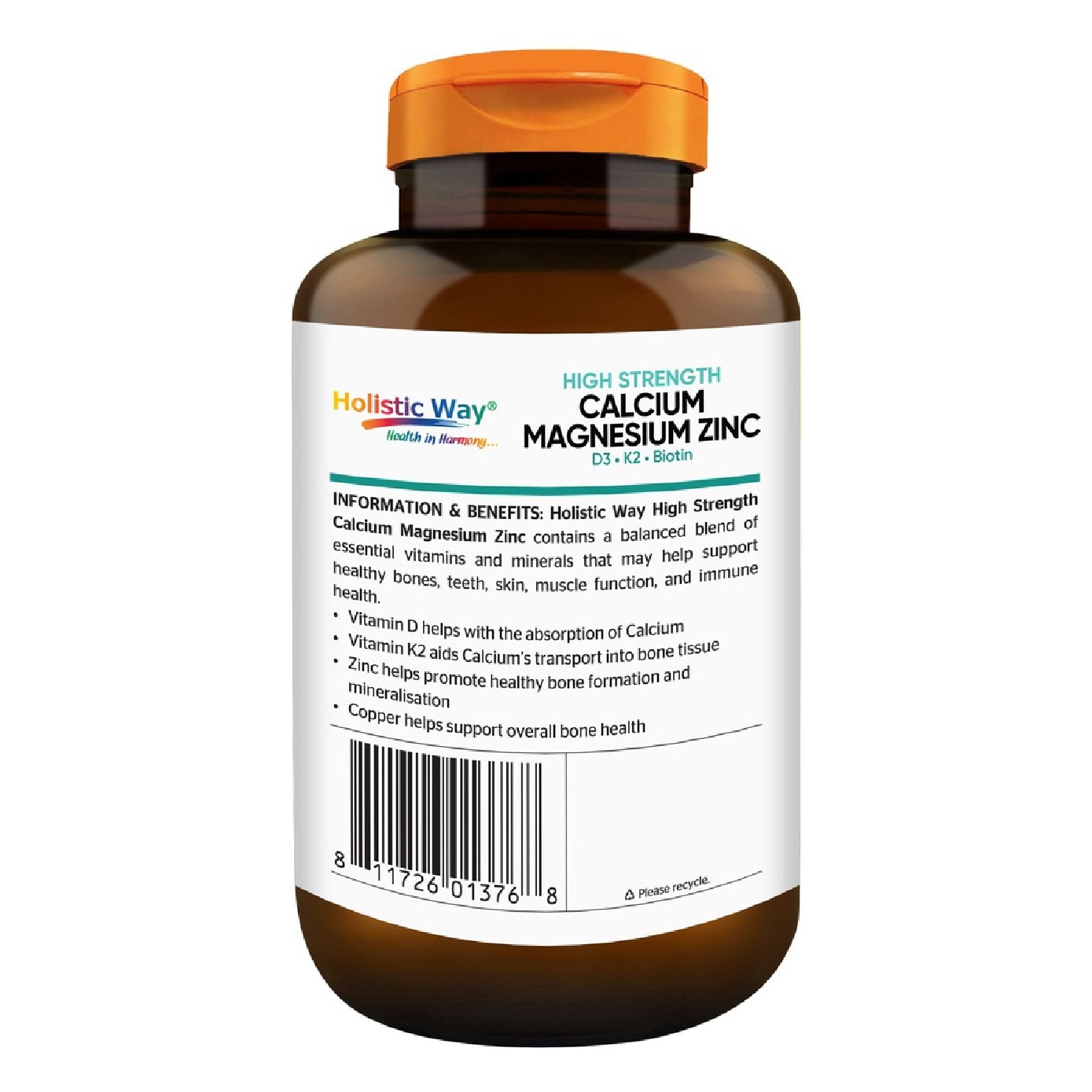 High Strength Calcium Magnesium Zinc Dietary Supplement Tablet 60s image