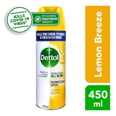 DETTOL Anti-Bacterial Disinfectant Spray Lemon Breeze (Kills 99.9% Germs) 450ml