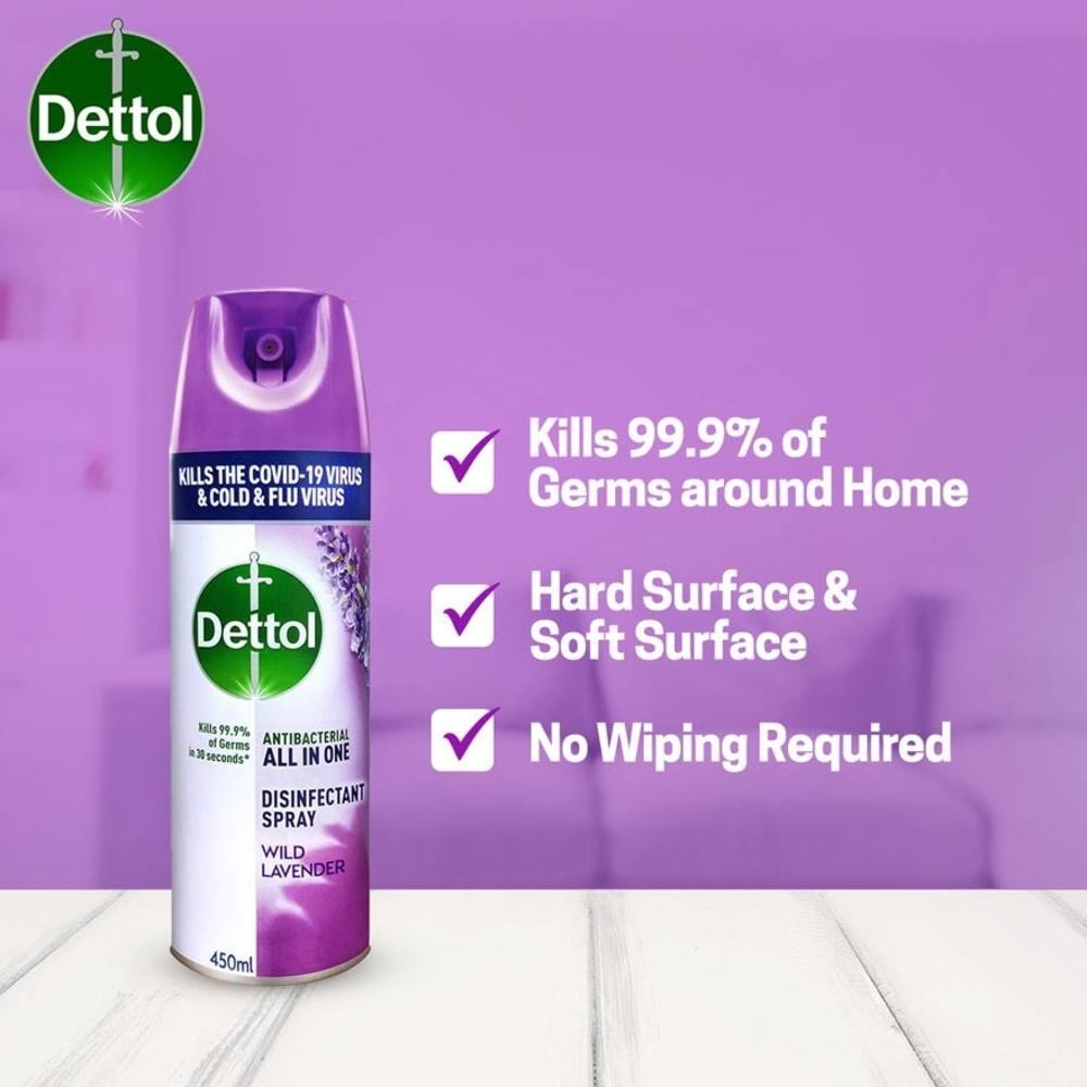 Anti-Bacterial Disinfectant Spray Wild Lavender (Kills 99.9% Germs) 450ml