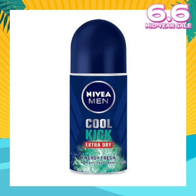 NIVEA Men Cool Kick Extra Dry Deodorant Energy Fresh (48HR Anti-Perspirant) 50ml