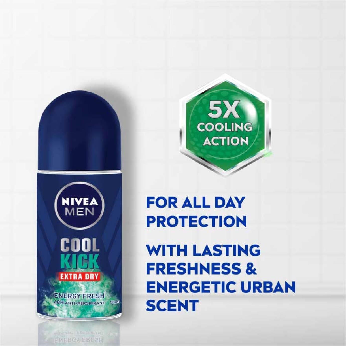 Men Cool Kick Extra Dry Deodorant Energy Fresh (48HR Anti-Perspirant) 50ml