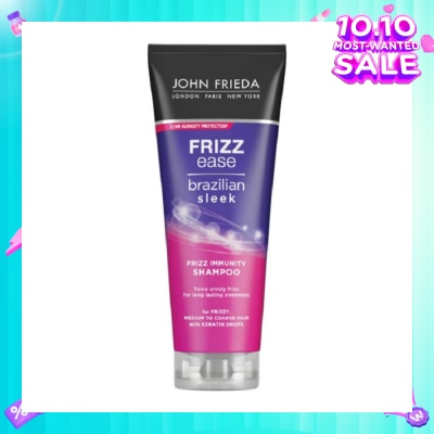 JOHN FRIEDA Frizz Ease Brazilian Sleek Frizz Immunity Shampoo (For Medium to Coarse Hair Tame Unruly Hair) 250ml