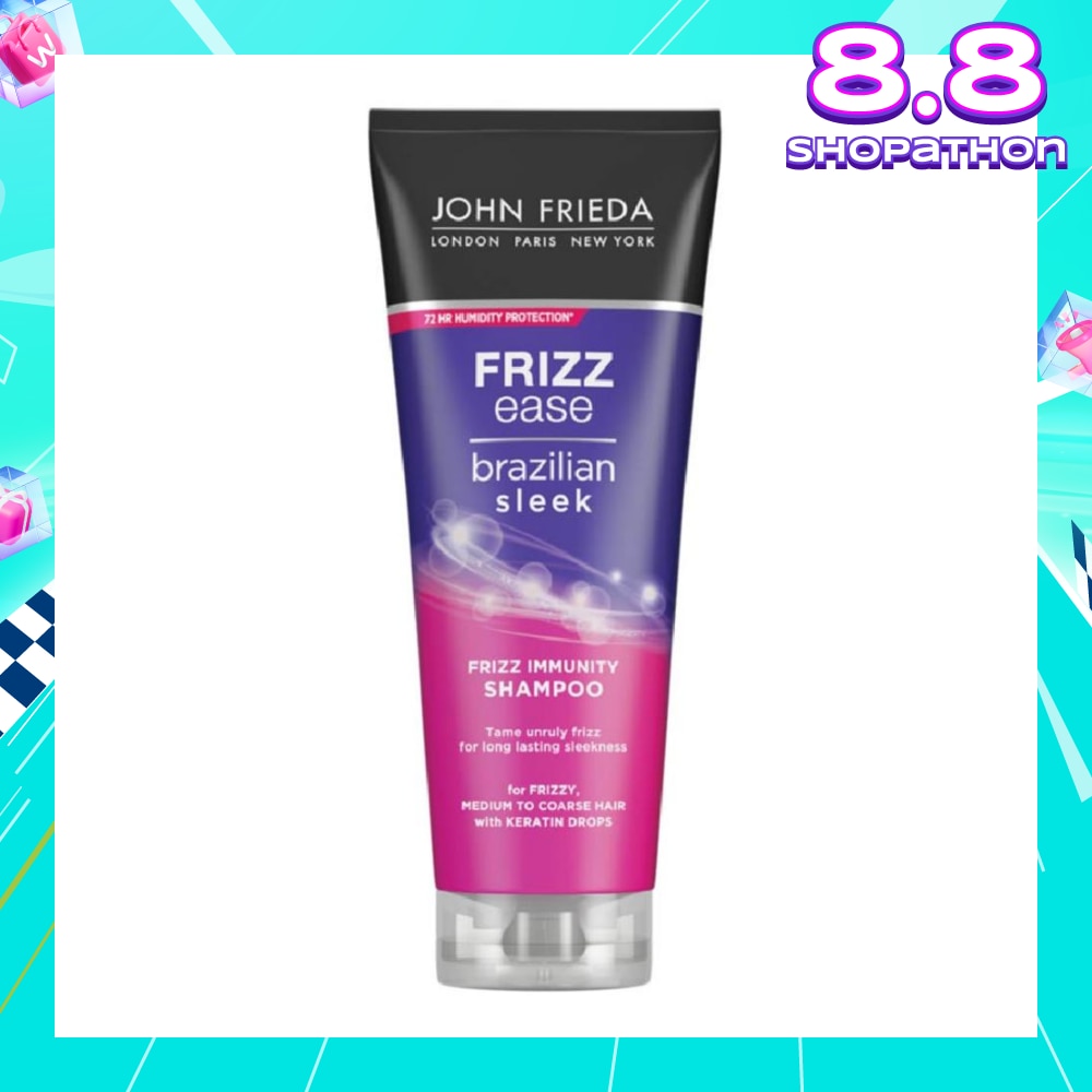 Frizz Ease Brazilian Sleek Frizz Immunity Shampoo (For Medium to Coarse Hair Tame Unruly Hair) 250ml