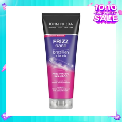JOHN FRIEDA Frizz Ease Brazilian Sleek Frizz Immunity Shampoo (For Medium to Coarse Hair Tame Unruly Hair) 250ml