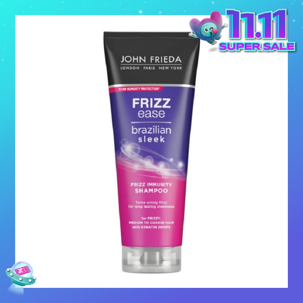 Frizz Ease Brazilian Sleek Frizz Immunity Shampoo (For Medium to Coarse Hair Tame Unruly Hair) 250ml
