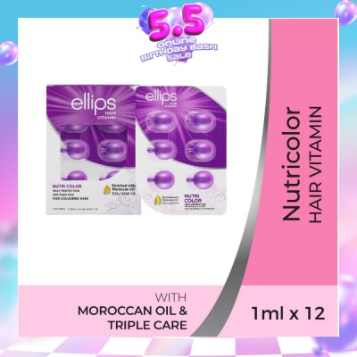 ELLIPS - Hair Vitamins Nutricolor (Protect Against Sun Damage & Restore Shine To Coloured Hair) 12s (Expiry: Jan`2027)