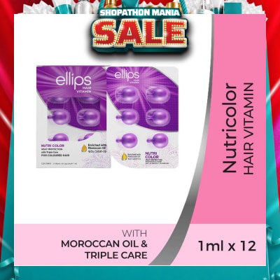 ELLIPS - Hair Vitamins Nutricolor (Protect Against Sun Damage & Restore Shine To Coloured Hair) 12s (Expiry: Jan`2027)