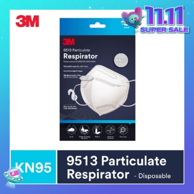3M KN95 Easy to Wear Non Valve 9513 Particulate Respirator Adult White 3s