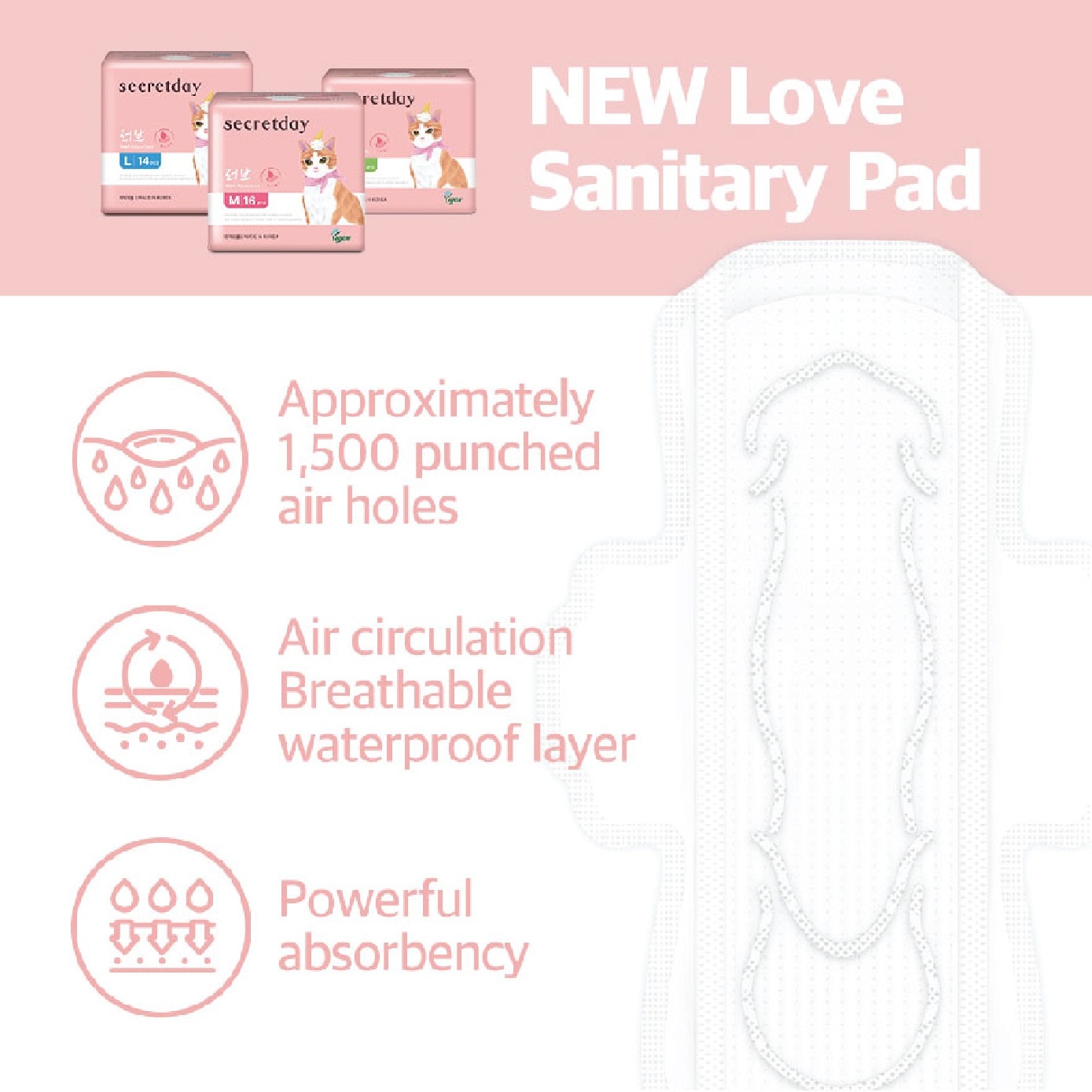 Love Plus Medium (M) 24.5cm Sanitary Pad 16s