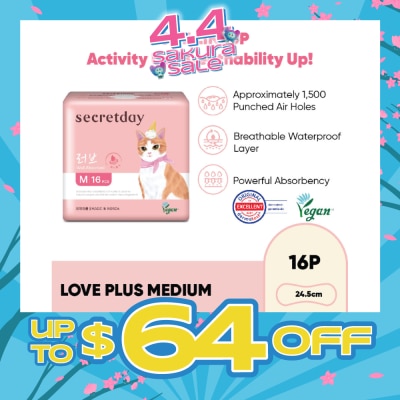 SECRET DAY - Love Plus Medium (M) 24.5cm Sanitary Pad 16s