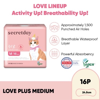 SECRET DAY - Love Plus Medium (M) 24.5cm Sanitary Pad 16s