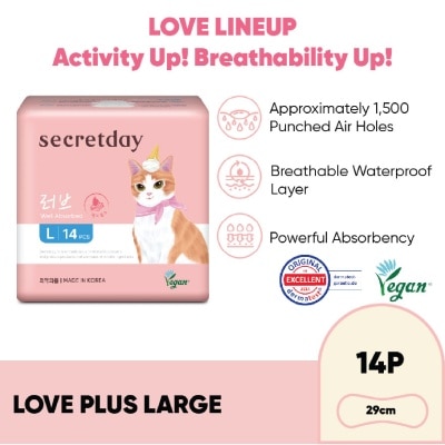 SECRET DAY - Love Plus Large (L) 29cm Sanitary Pad 14s