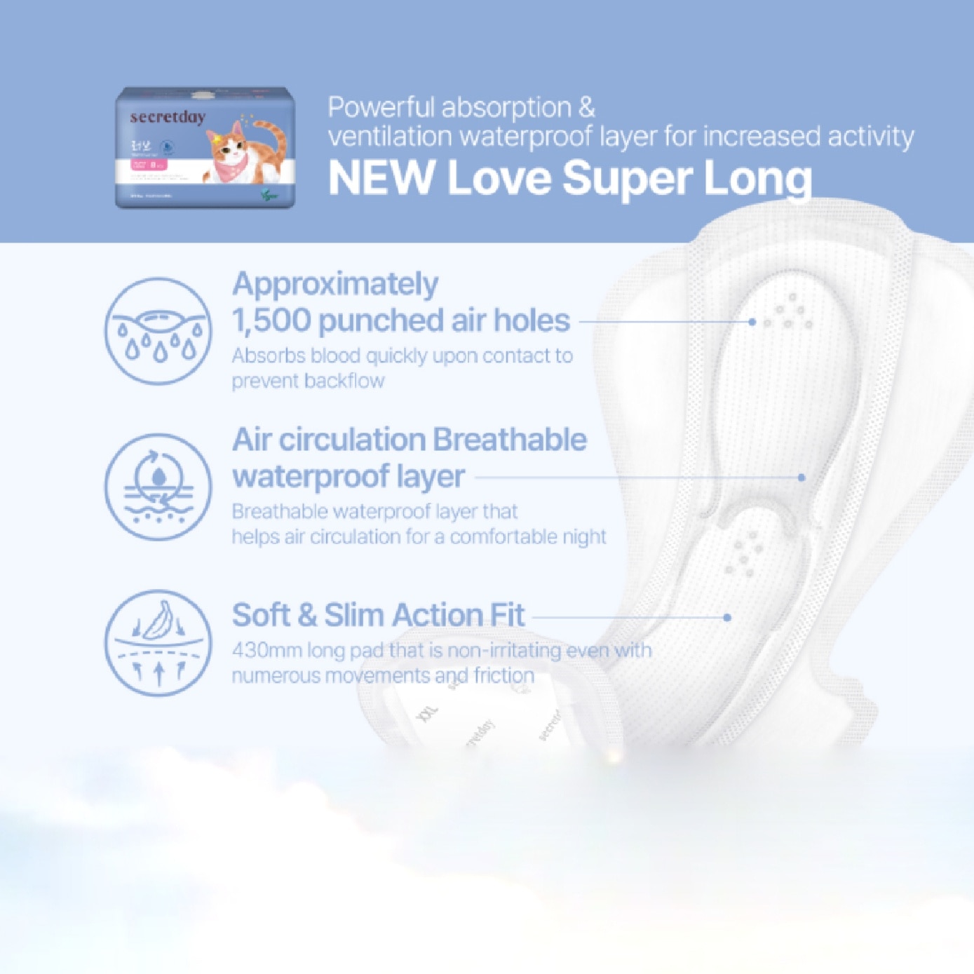 Love Plus Super Long 43cm Sanitary Pad 8s