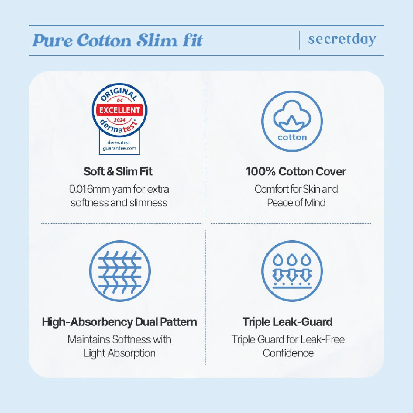 Pure Cotton Slim-Fit Large (L) 29cm Sanitary Pad 14s