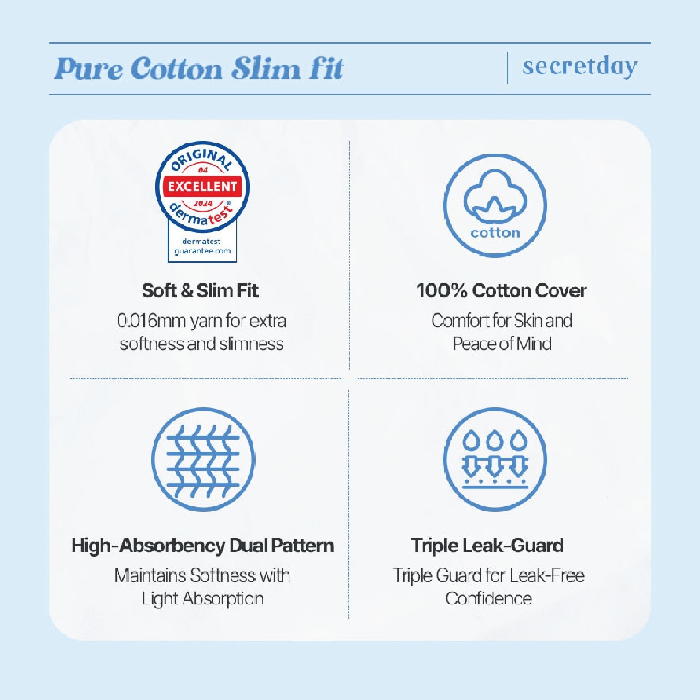 Pure Cotton Slim-Fit Long Liner 18cm 40s