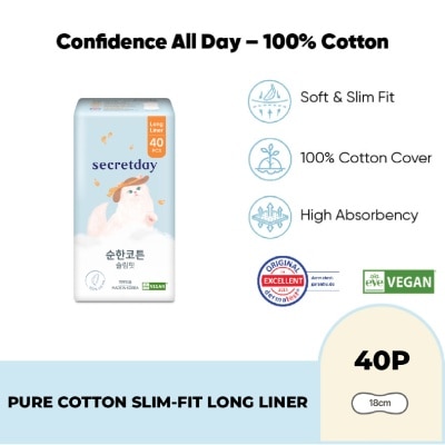 SECRET DAY - Pure Cotton Slim-Fit Long Liner 18cm 40s