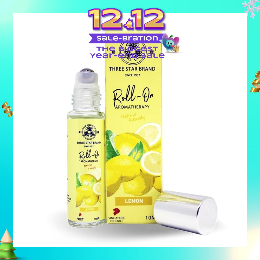 Aromatherapy Medicated Roll-On Natural Non-Oily Lemon (Relieves Nausea Nourishes Skin Uplift Mood) 10ml