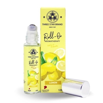 THREE STAR BRAND Aromatherapy Medicated Roll-On Natural Non-Oily Lemon (Relieves Nausea Nourishes Skin Uplift Mood) 10ml