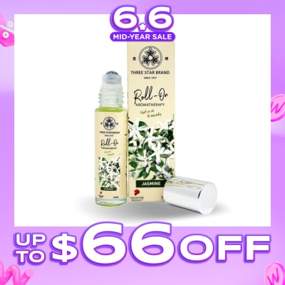 THREE STAR BRAND - Aromatherapy Medicated Roll-On Natural Remedy Jasmine (Relieves Anxiety Eases Pain Alleviates Dry Skin) 10ml