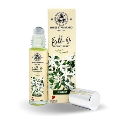 THREE STAR BRAND Aromatherapy Medicated Roll-On Natural Remedy Jasmine (Relieves Anxiety Eases Pain Alleviates Dry Skin) 10ml