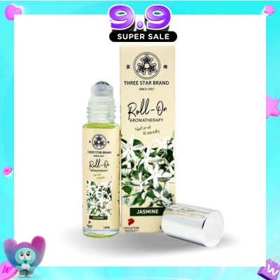 THREE STAR BRAND - Aromatherapy Medicated Roll-On Natural Remedy Jasmine (Relieves Anxiety Eases Pain Alleviates Dry Skin) 10ml image