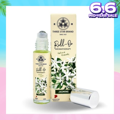 THREE STAR BRAND Aromatherapy Medicated Roll-On Natural Remedy Jasmine (Relieves Anxiety Eases Pain Alleviates Dry Skin) 10ml