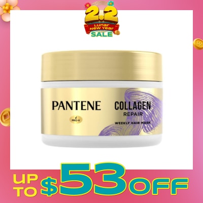 PANTENE Collagen Repair Weekly Hair Mask (Transformed Dry & Damaged Hair to Smooth & Nourished Hair) 170ml