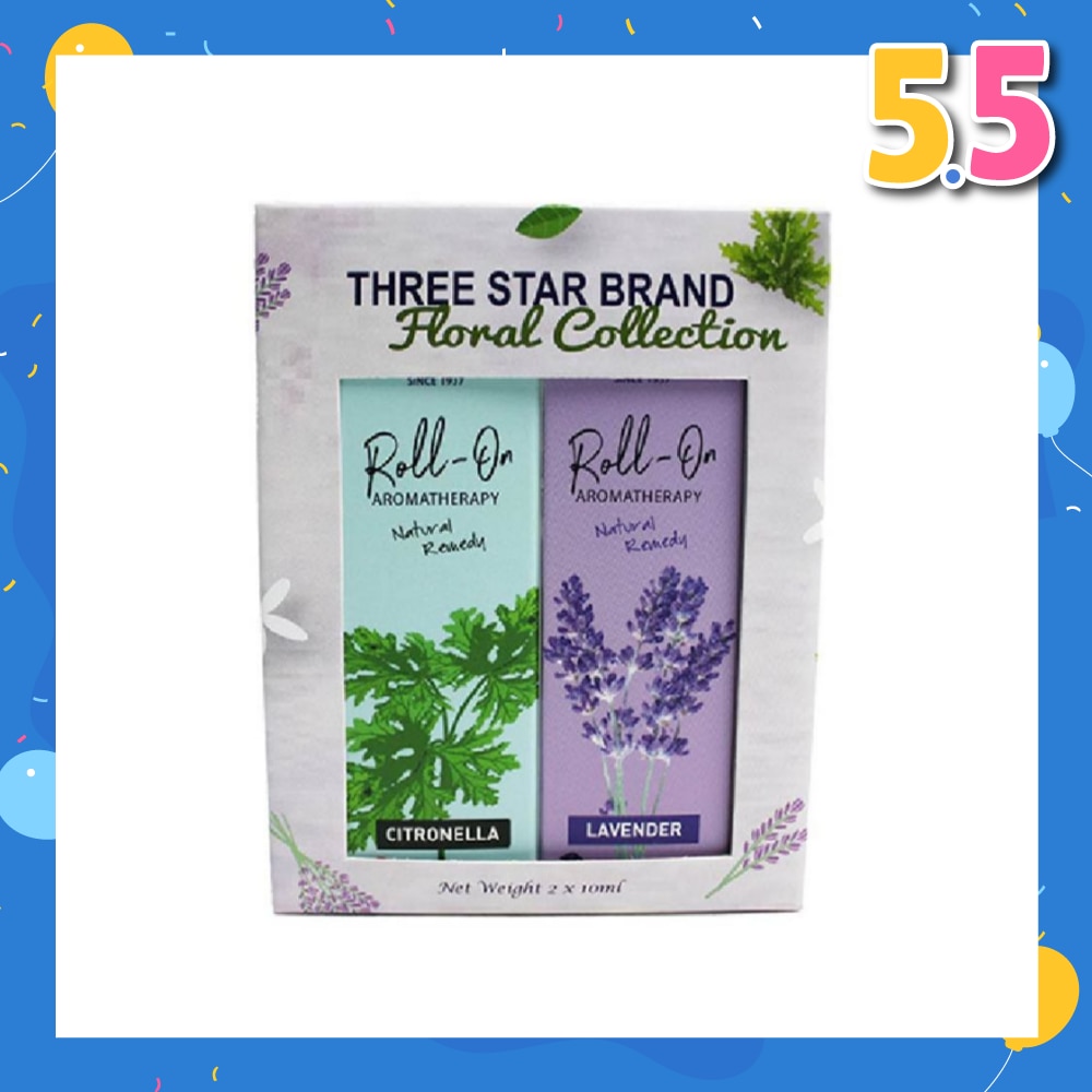Aromatherapy Roll-On Natural Remedy Floral Scent Collection Gift Set consist Lavender Roll-On 10ml + Citronella Roll-On 10ml