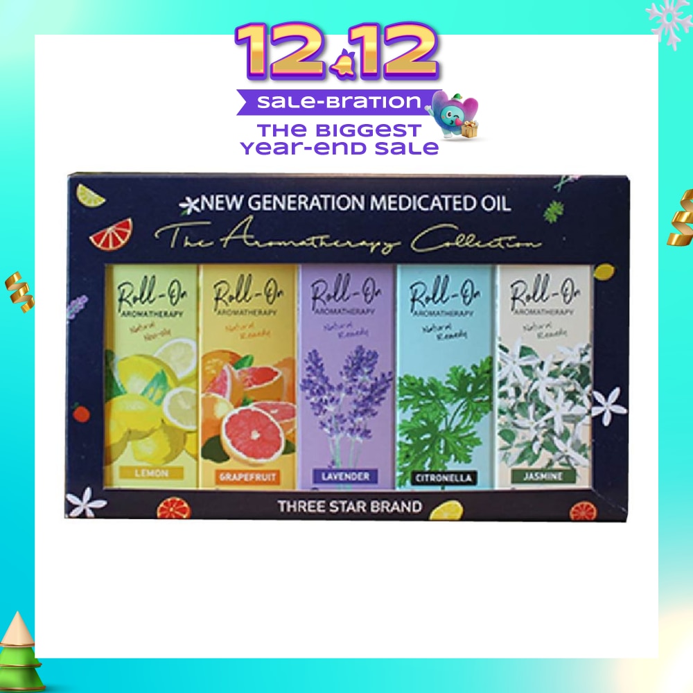 Aromatherapy Roll-On Natural Collection Gift Set consist Non-Oily Roll On Lemon 10ml + Natural Remedy Roll-On Grapefruit 10ml + Natural Remedy Roll-On Lavender 10ml + Natural Remedy Roll-On Citronella 10ml + Natural Remedy Roll-On Jasmine 10ml